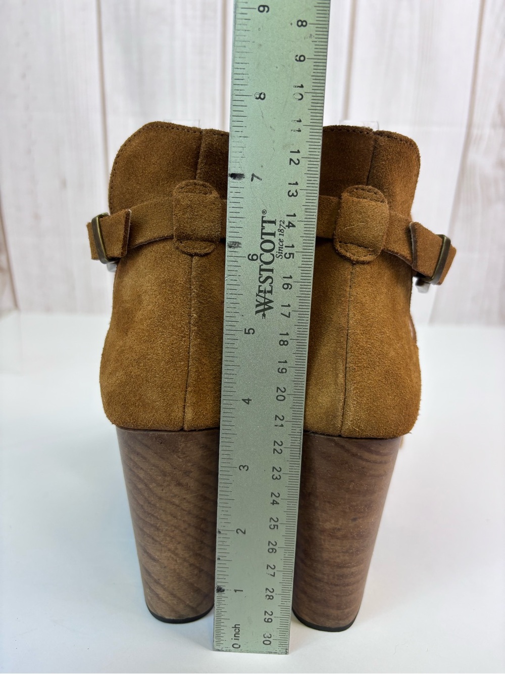 Free People Clog Heels Suede Chunky Wood Platform Block Heel Shoe Brown Sz 39/9 - Picture 9 of 16